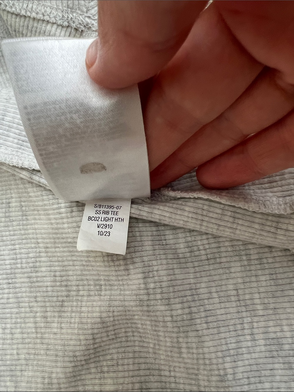 Old Navy Light Heather Gray Ribbed Short Sleeve Snug T-Shirt (S Tall) - Picture 6 of 8